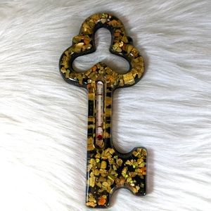 Abalone Lucite Resin Key Shell Thermometer Vintage
